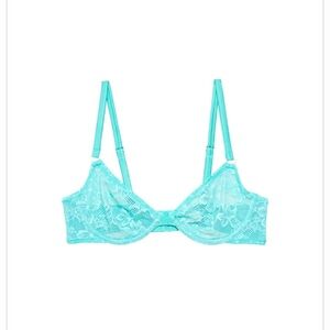 NWT Fleur du Mal Le Stretch Lace Demi Bra in Bright Jade Size 32DD